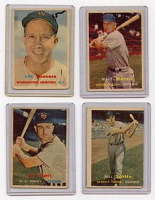 Vintage 1957 Set with 4  Topps Baseball Cards