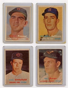 Vintage 1957 Set with 4  Topps Baseball Cards