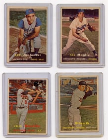 Vintage 1957 Set with 4  Topps Baseball Cards