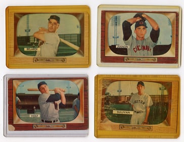 Vintage 1955 Set with 4  Bowman Baseball Cards