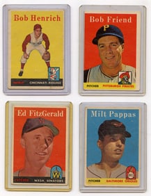 Vintage 1958 Set with 4  Topps Baseball Cards