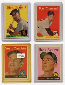 Vintage 1958 Set with 4  Topps Baseball Cards