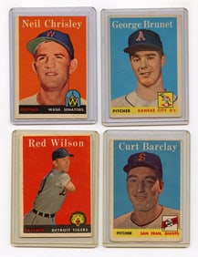 Vintage 1958 Set with 4  Topps Baseball Cards