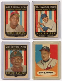 Vintage 1959 Set with 4 Sporting News Topps Baseball Cards