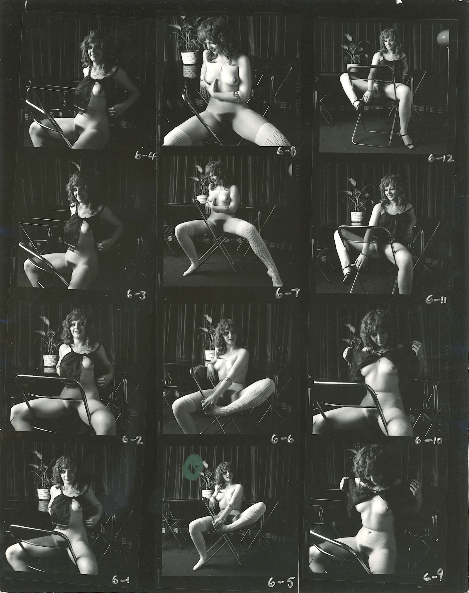Vintage BRUCE WARLAND Original Contact Sheet Photo Nude Stamped: This original contact sheet by British Photographer Bruce Warland is from the Hippy Era 1960s - 1970s. The name of the Pin Up model was hand written on the back. This lot is coming from the estate of