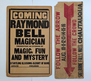 Vintage Sign Advertising Used by RAYMOND BELL MAGICIAN Ca. 1930s