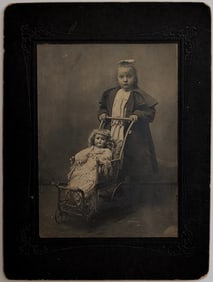 Original 1890s Cabinet Photograph Little Girl and a Doll
