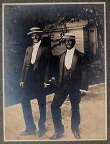 Antique Cabinet Photo on Card with Two Black Face Men