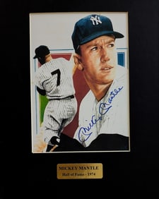 Mickey Mantle Autographed Print Litho