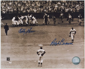 BOBBY THOMPSON & RALPH BRANCA Signed Autographed Sports Photo