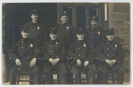 Antique / Vintage Photo Postcard Professional Fire Fighters