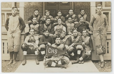 Antique / Vintage Photo Postcard Football Team, CHS 1910s