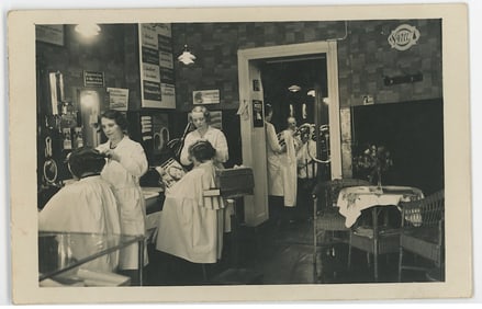 Scarce Antique / Vintage Photo PC HAIR SALOON Interior