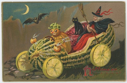 Scarce Antique / Vintage  Postcard  Halloween Greetings