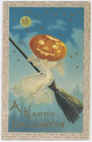 Scarce Antique / Vintage  Postcard  Halloween Greetings