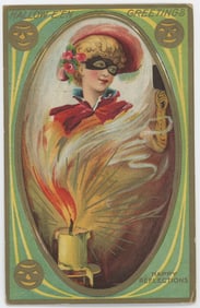 Scarce Antique / Vintage  Postcard  Halloween Greetings