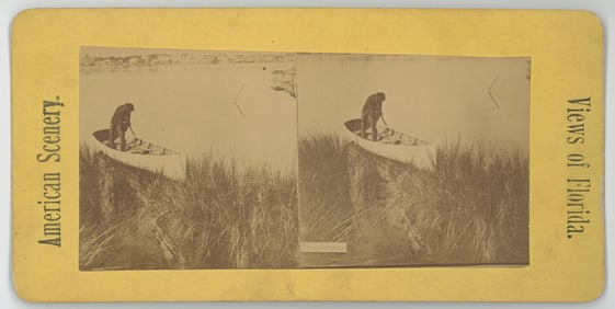 Real Photo Stereoview 1813 View of Man Fishing JACKSONVILLE, Fl