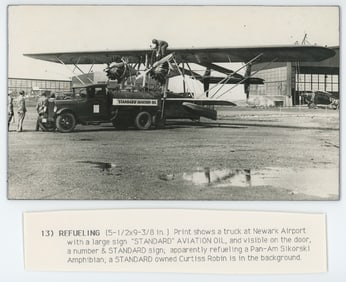 Rare Vintage Photo Reprod. Newark Airport Refueling Amphibian, 1930s