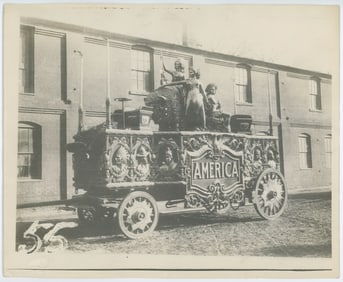 Vintage Photo Circus Parade Wagon Copy Rated & Stamped