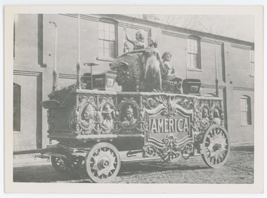 Vintage Photo Circus Parade Wagon Copy Rated & Stamped