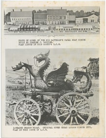 Vintage Double Sided Gravures with Circus Parade Wagons