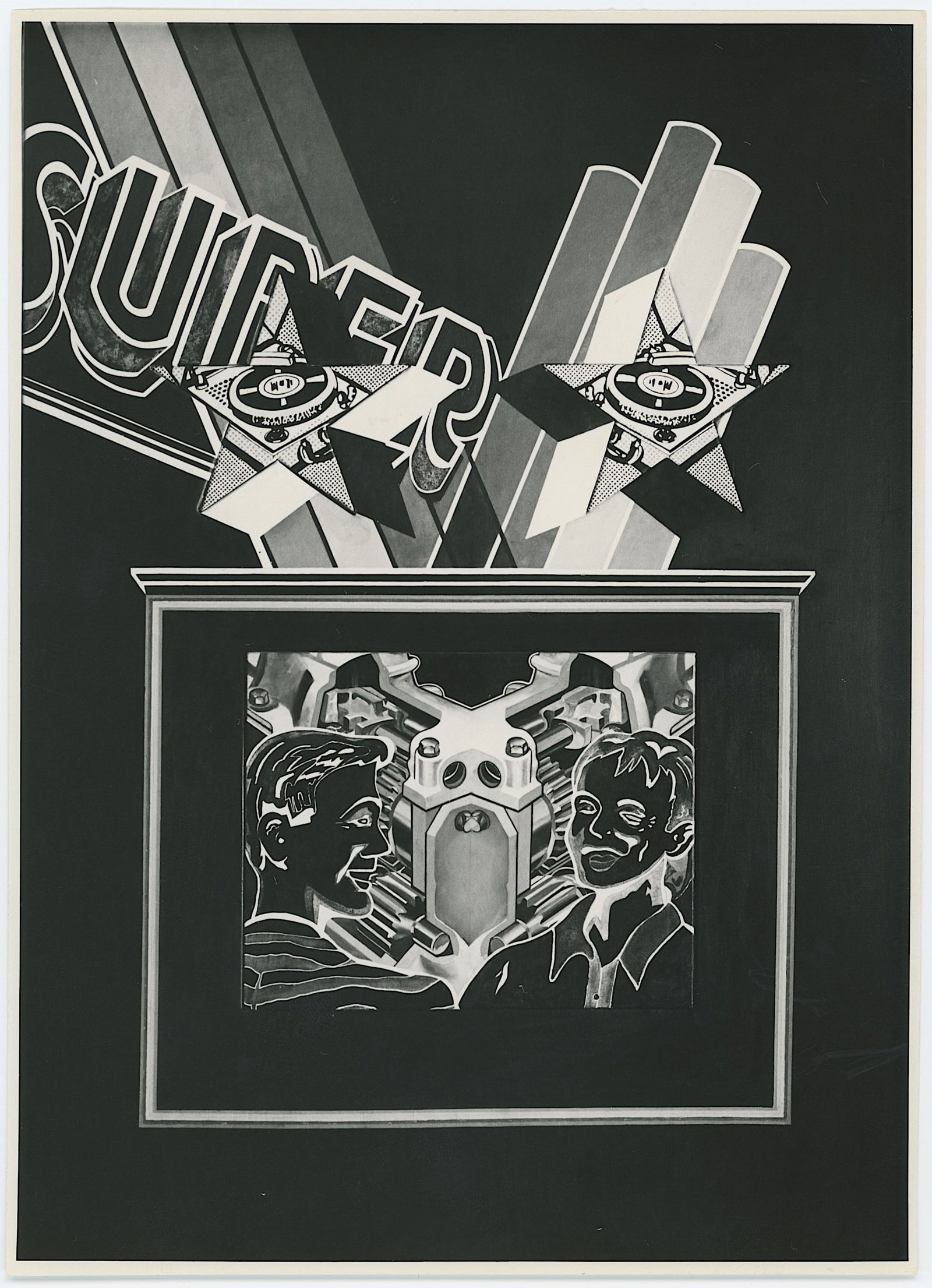 PETER PHILLIPS Vintage Original Glossy Gelatin Print (c. 1960s) POP Art: Peter Phillips - British (1939-2025) was born in Birmingham, England, and studiedat the Birmingham College of Art and at the Royal College of Art (RCA). Phillips emerged as one of the leading figures