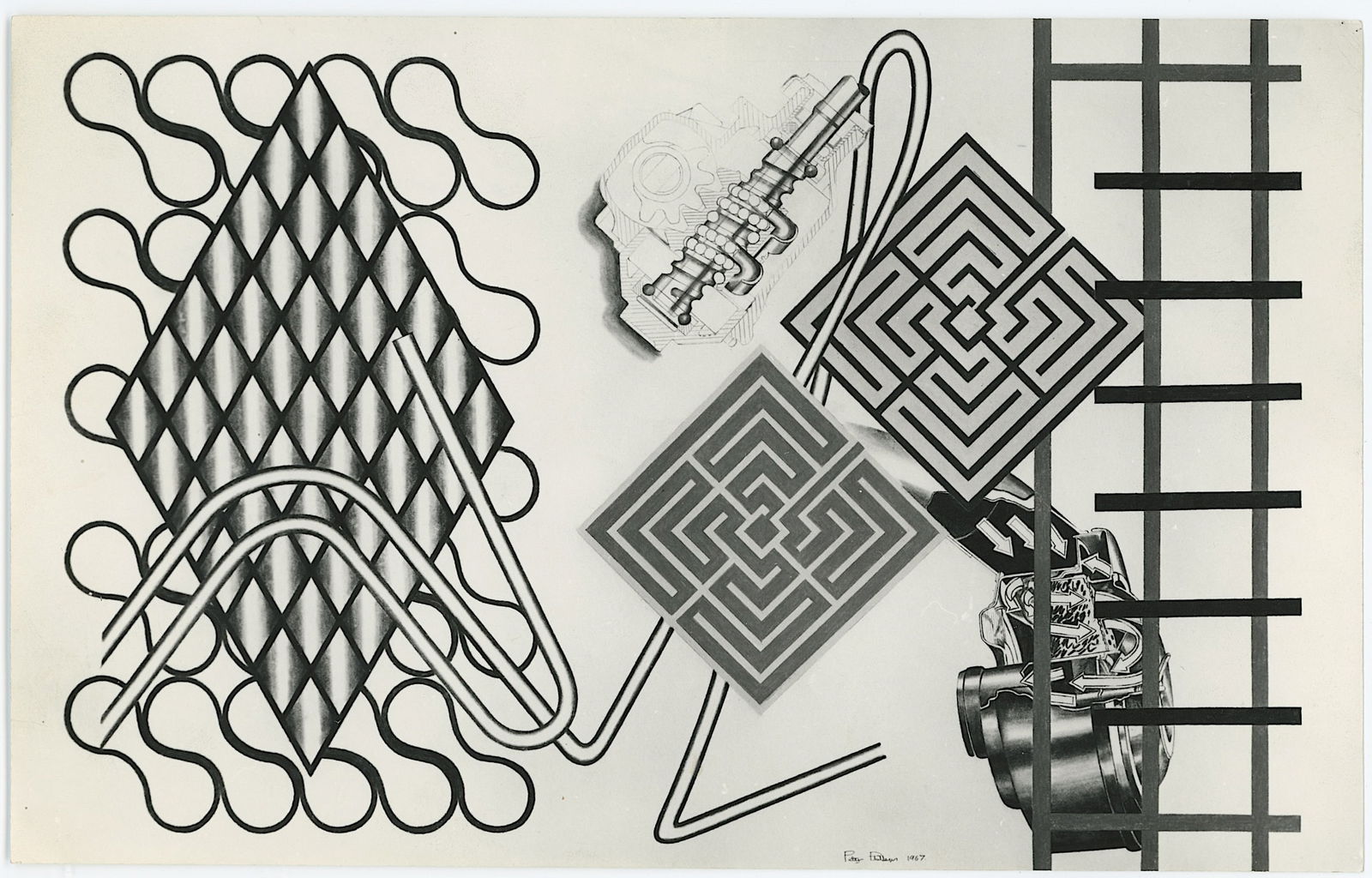 PETER PHILLIPS Vintage Original Glossy Gelatin Print (c. 1960s) POP Art: Peter Phillips - British (1939-2025) was born in Birmingham, England, and studiedat the Birmingham College of Art and at the Royal College of Art (RCA). Phillips emerged as one of the leading figures