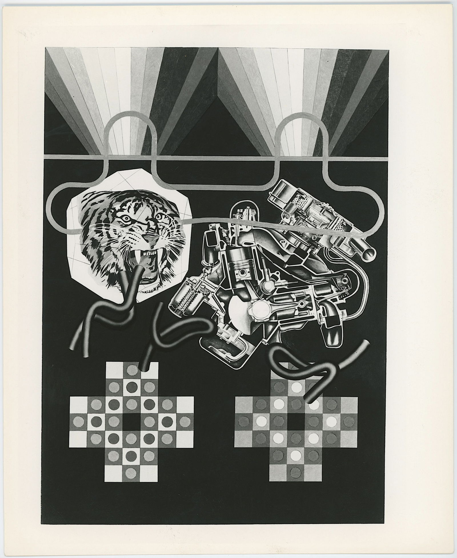 PETER PHILLIPS Vintage Original Glossy Gelatin Print (c. 1960s) POP Art: Peter Phillips - British (1939-2025) was born in Birmingham, England, and studiedat the Birmingham College of Art and at the Royal College of Art (RCA). Phillips emerged as one of the leading figures