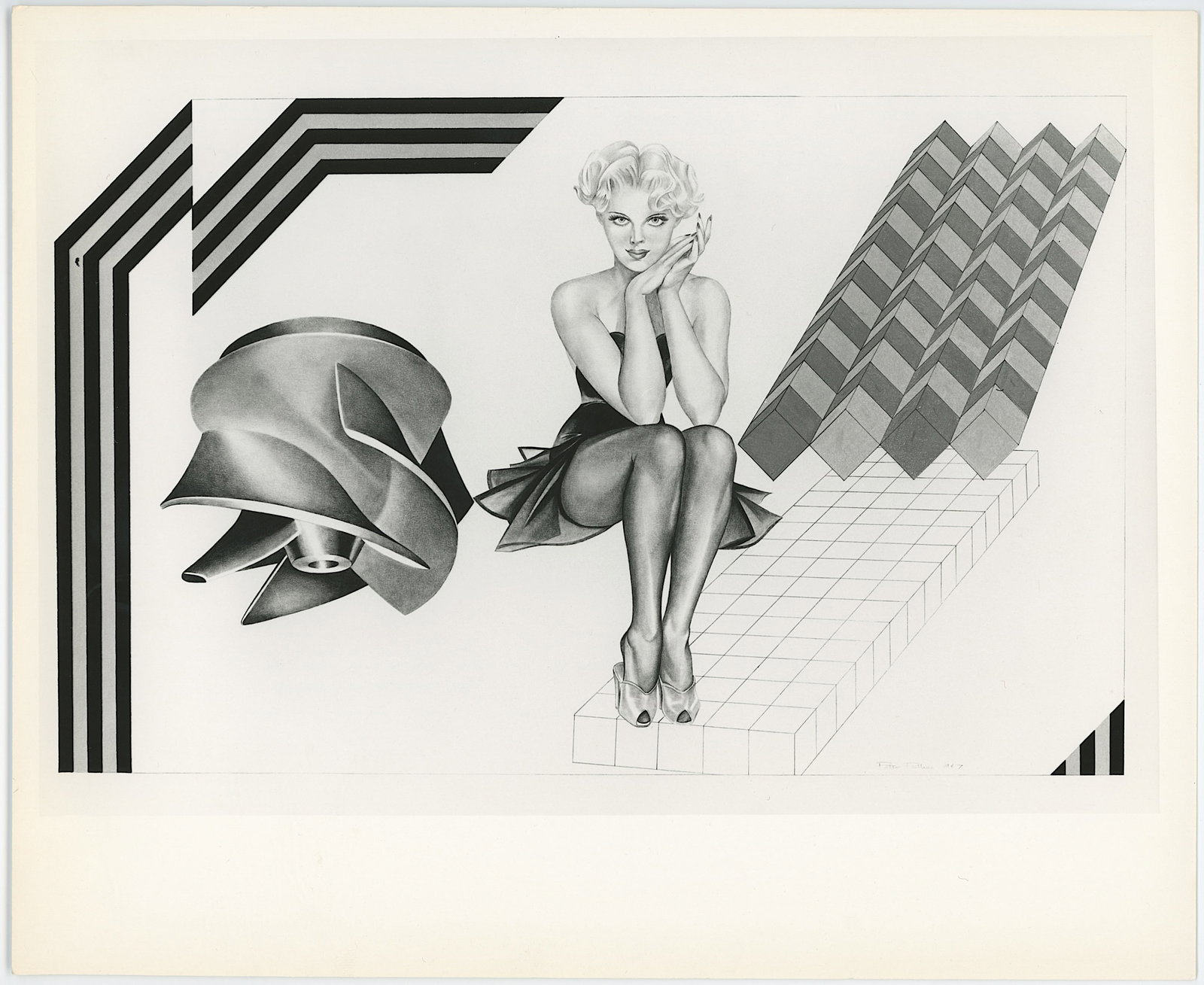 PETER PHILLIPS Vintage Original Glossy Gelatin Print (c. 1960s) POP Art: Peter Phillips - British (1939-2025) was born in Birmingham, England, and studiedat the Birmingham College of Art and at the Royal College of Art (RCA). Phillips emerged as one of the leading figures