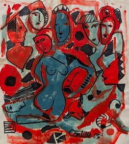 2005 Oil on Paper Latin American Abstract Composition Signed