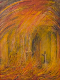 20th C. Watercolor on Paper St. Therese in Washington Heights, Signed?