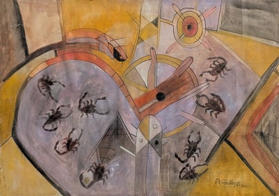 A. GALLEGOS (Cuban 20th. C.) Mixta WC-Pastel on Paper, 1992