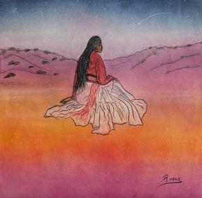 R. C. GORMAN (After) Hand Painted Pastel on Paper Navajo Woman