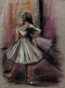 EDGAR DEGAS (After) Drawing Pastel on Paper with Ballerina