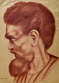 RAFAEL CORONEL (1931-2019 Mexican) Male Portrait Crayon on Paper