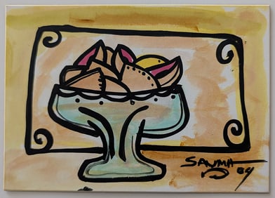 EMILIO SAUMA Original Signed Ink/WC Drawing  Still Life, 1984