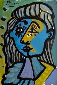 Hand Painted Watercolor Signed PICASSO (After)
