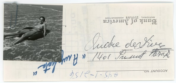 Vintage ANDRÉ DE DIENES Hand Signed Bank Deposit & Photo