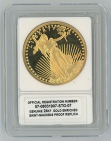 Genuine 24Kt Gold Enriched Saint Gaudens Proof Replica