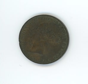 1861 Queen Victoria Penny Coin