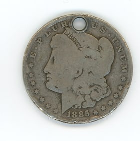 1885 U.S. Silver Morgan Dollar Perforated medal