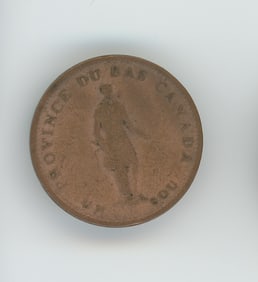 1837 Province Du Bas Canada Half Penny Bank Token