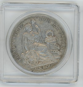 1894 Republica Peruana Un Sol Silver Coin