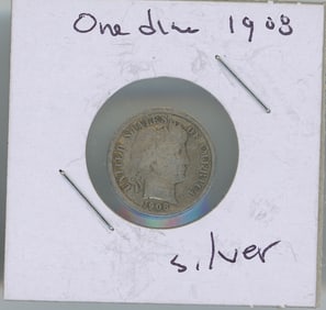 1908 U.S One Dime Silver Coin