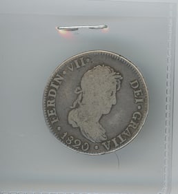 1820 Spanish Silver Coin 2 Reals Ferdinand VII
