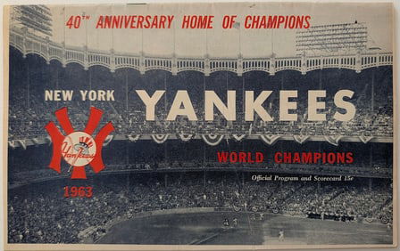 1963 40th Anniversary Home Of Champions N.Y Yankees Official Program