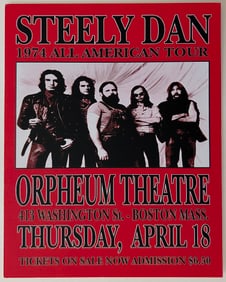 Poster Cardstock Rep. Steely Dan 1974 Concert