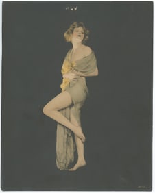 Authentic Scarce Vintage American Pin Up Colored Photo Print