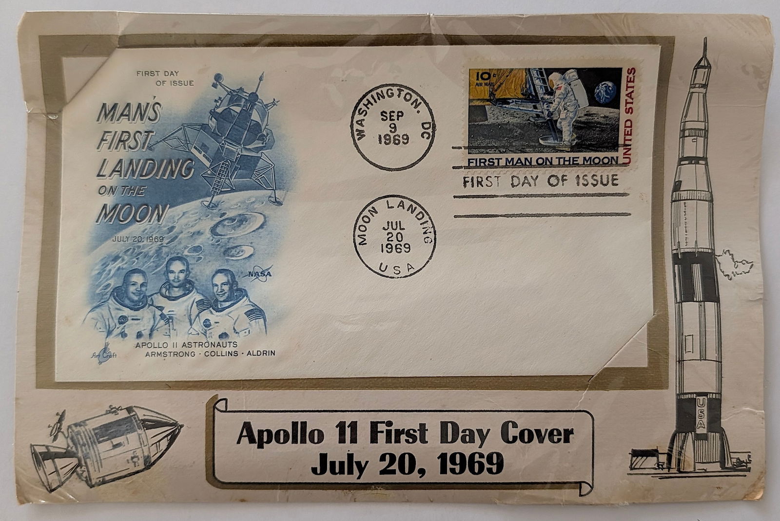 Apollo 11 First Day Cover July 20, 1969 (1 of 3)