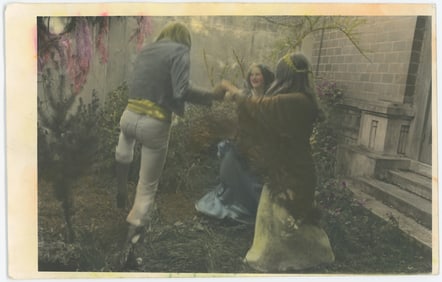 Scarce Original Vintage Hand Colored Photo Hippies Dancing